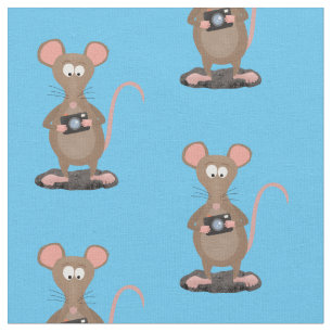 Funny rat with camera cartoon illustration fabric