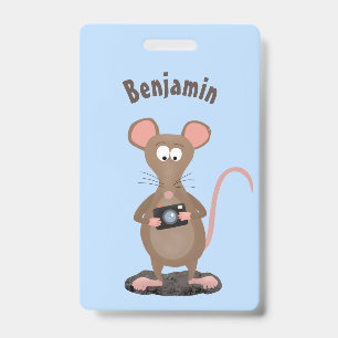 Funny rat with camera cartoon illustration ID badge