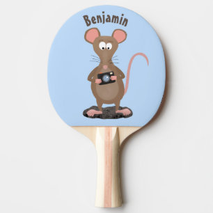 Funny rat with camera cartoon illustration ping pong paddle