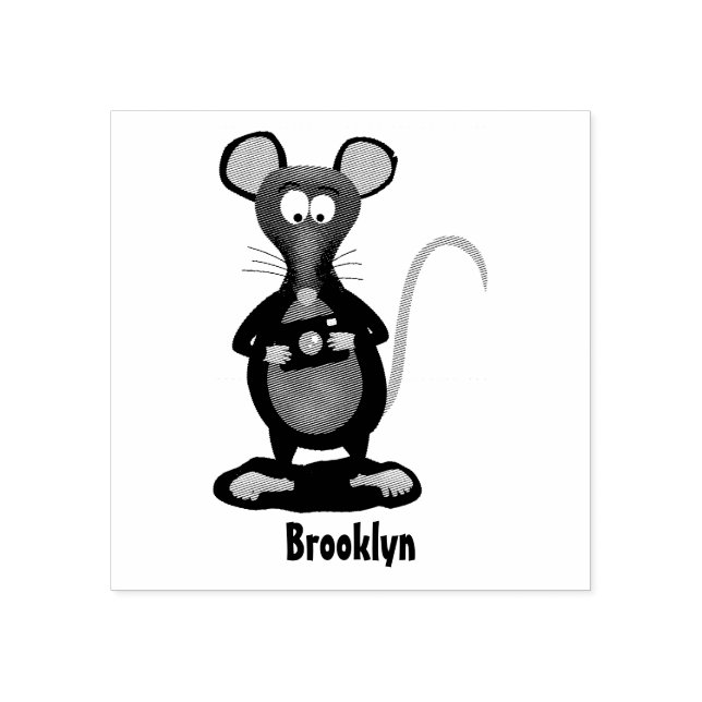 Funny rat with camera cartoon illustration rubber stamp (Imprint)