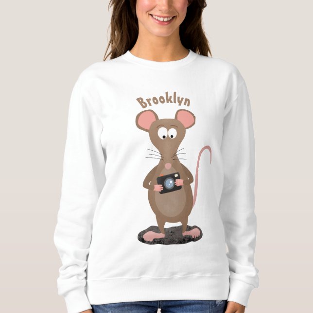 Funny rat with camera cartoon illustration sweatshirt (Front)