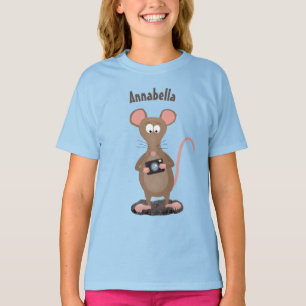Funny rat with camera cartoon illustration T-Shirt