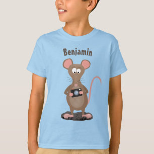 Funny rat with camera cartoon illustration T-Shirt