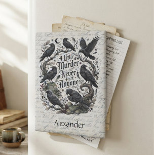 Funny Raven "A Little Murder" Dark Humour Quote Magnet