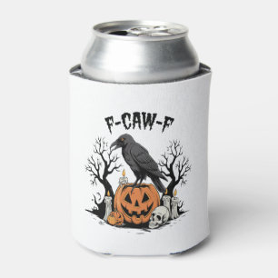 Funny Raven, F-Caw-F, Skull Raven, Gothic Crow Can Cooler