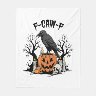 Funny Raven, F-Caw-F, Skull Raven, Gothic Crow Fleece Blanket