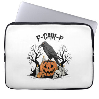 Funny Raven, F-Caw-F, Skull Raven, Gothic Crow Laptop Sleeve