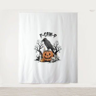 Funny Raven, F-Caw-F, Skull Raven, Gothic Crow Tapestry