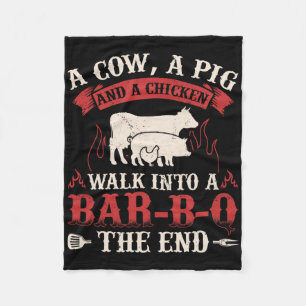 Funny Rbecue Cow Pig Chicken Graphic Meat Smoking Fleece Blanket