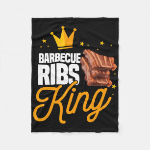 Funny Rbecue Ribs King Bbq Meat Season Matching Fo Fleece Blanket