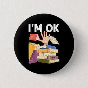 Funny read book reading nerd librarian teacher 6 cm round badge