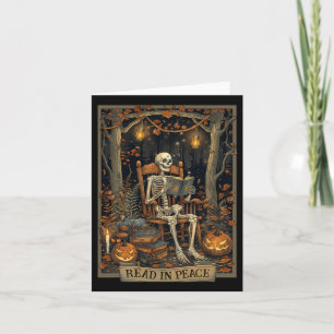 Funny Read In Peace Skeleton Halloween Read Nned B Card