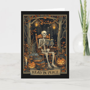 Funny Read In Peace Skeleton Halloween Read Nned B Card