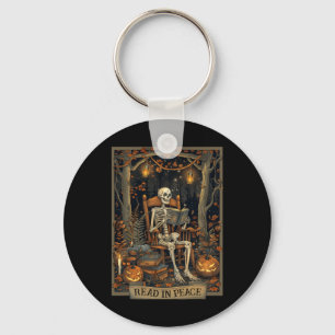 Funny Read In Peace Skeleton Halloween Read Nned B Key Ring