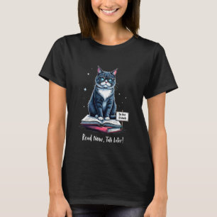 Funny Reading Cat Glasses Introvert Book Lover Des T-Shirt