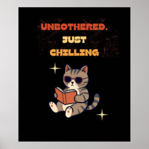 Funny Reading Cat Poster