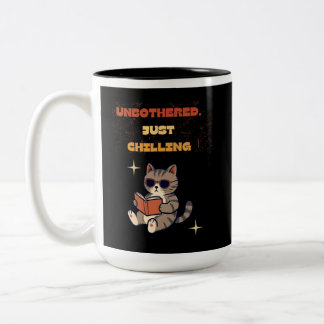 Funny Reading Cat Two-Tone Coffee Mug