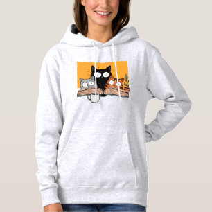 Funny Reading Cats Illustration Hoodie