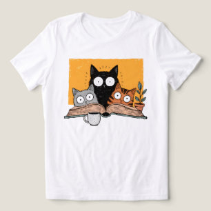 Funny Reading Cats Illustration Tri-Blend Shirt