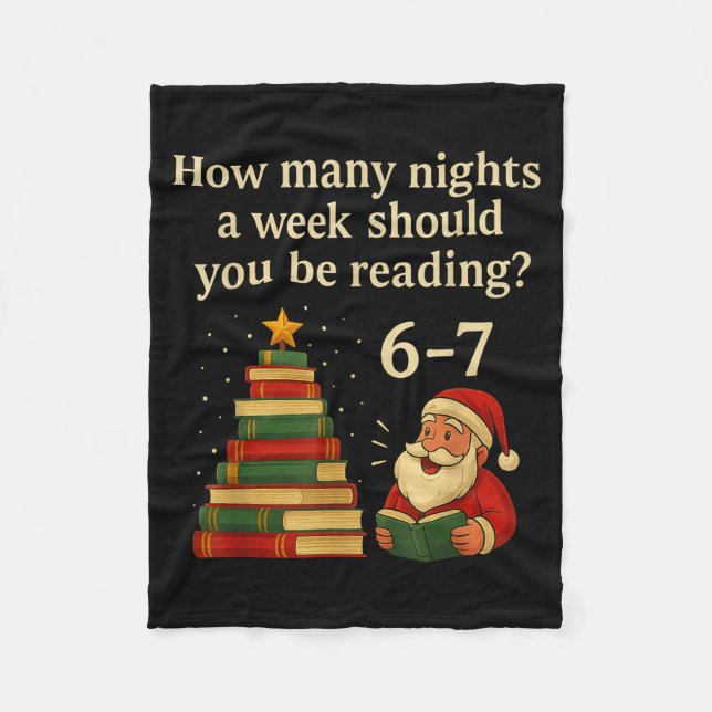 Funny Reading Christmas Tree Book– Reading 6 7 Mem Fleece Blanket (Front)