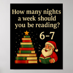 Funny Reading Christmas Tree Book– Reading 6 7 Mem Poster