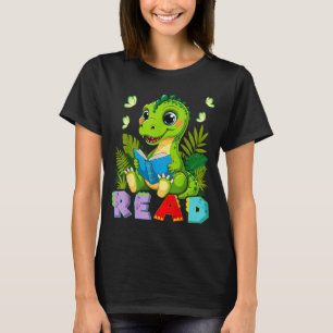 Funny reading dinosaur t rex dino book lover  T-Shirt