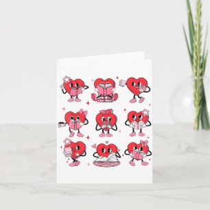 Funny Reading Heart Book Valentines Day Teacher Wo Card
