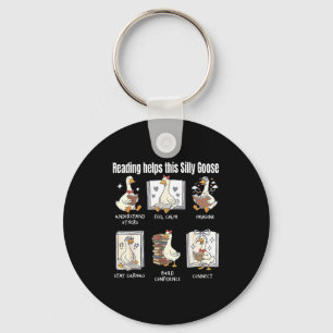 Funny reading helps this silly goose librarian key ring