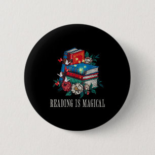 Funny reading is magical vintage book lover retro 6 cm round badge