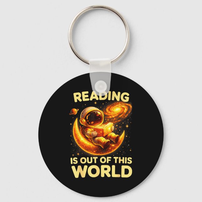 Funny reading is out of this world space books key ring (Front)