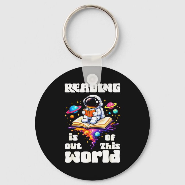 Funny reading is out of this world space cute key ring (Front)