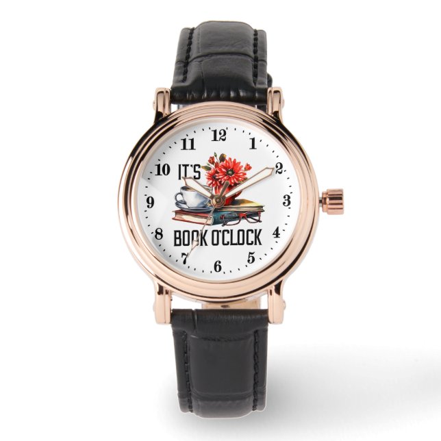 Funny reading lovers book o'clock  watch (Front)