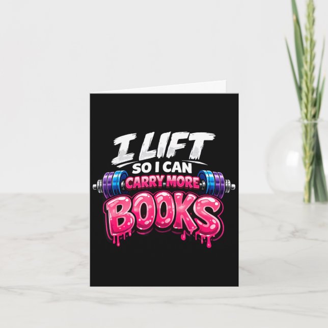 Funny reading workout lift can carry more books card (Front)