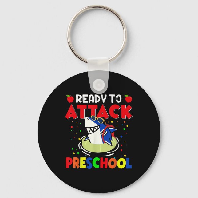 Funny Ready To Attack Preschool Teacher Kids Back  Key Ring (Front)