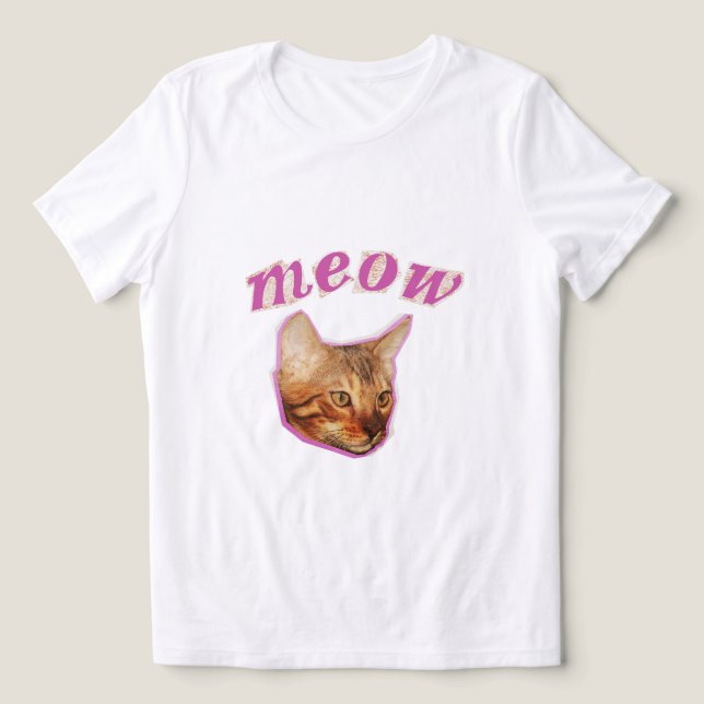 Funny Real Cat – "Meow" Meme Design – Hilarious Ca Tri-Blend Shirt (Design Front)