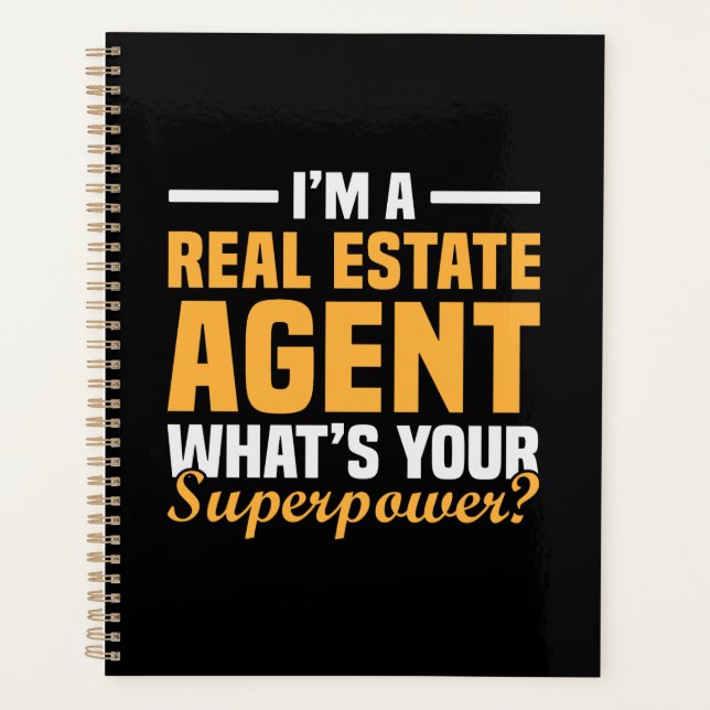 Funny Real Estate Agent Superpower Office Planner (Front)