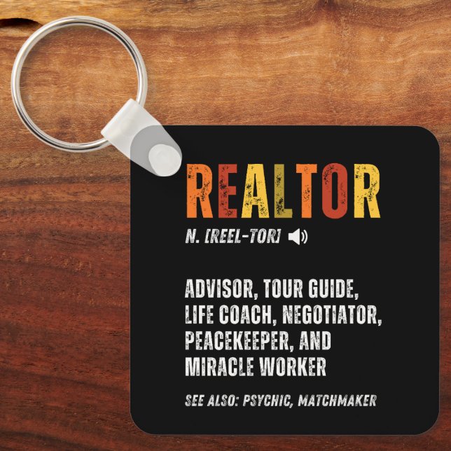 Funny Real Estate Broker Realtor  Key Ring (Front)