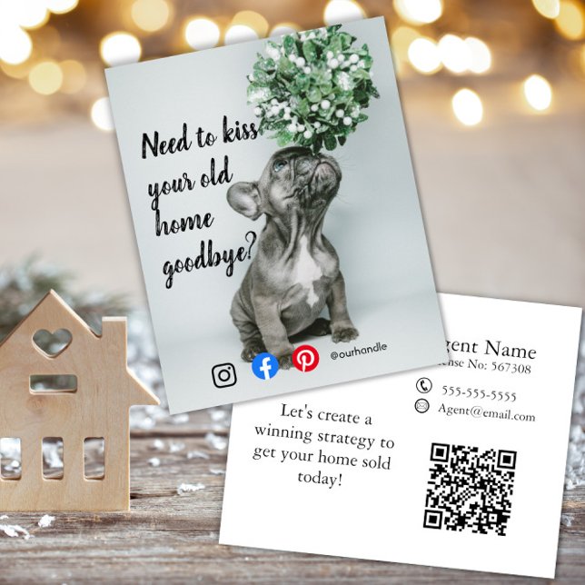 Funny Real Estate Christmas Card pug mistletoe (Creator Uploaded)