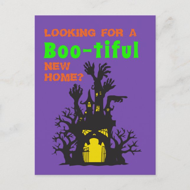 Funny Real Estate Haunted House Halloween Holiday Postcard (Front)
