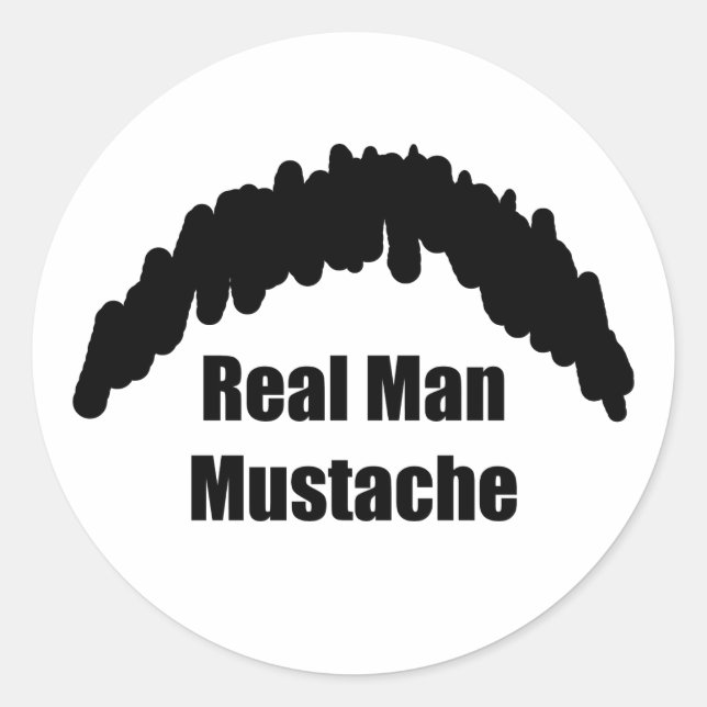 Funny Real Men Cookie Duster Moustache Classic Round Sticker (Front)