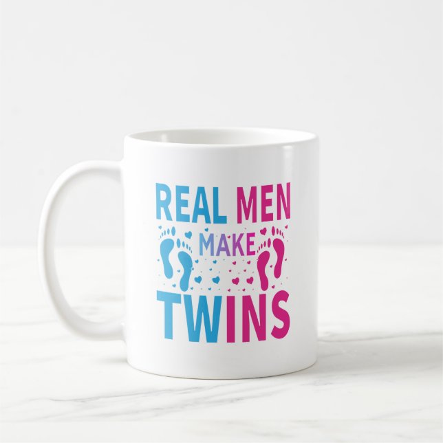 Funny real men twin word art  coffee mug (Left)