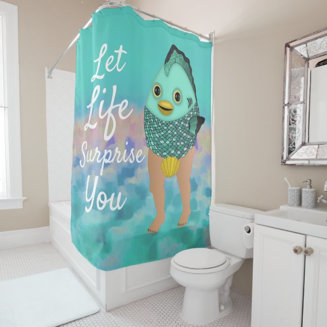 Funny Real Mermaid with Inspirational Quote Shower Curtain (In Situ)