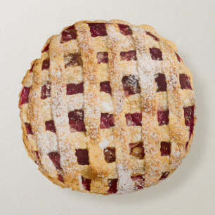 Funny Realistic Looking Cherry Pie  Round Cushion