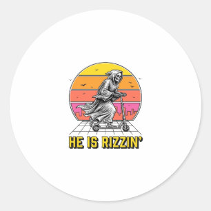 Funny Reaper Scooter Vintage Sunset Shirt Design_1 Classic Round Sticker