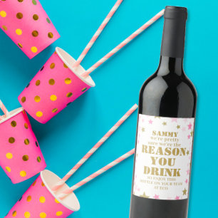 Funny  reason drink Boss Appreciation Gift Wine Label