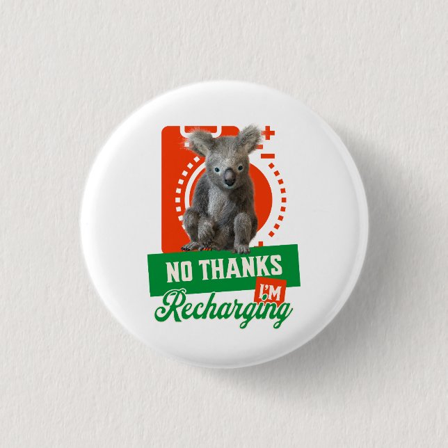 Funny Recharging Koala Introvert Mood 3 Cm Round Badge (Front)