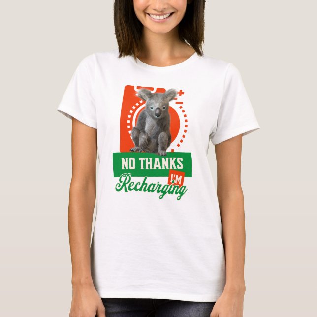 Funny Recharging Koala Introvert Mood T-Shirt (Front)