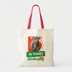 Funny Recharging Koala Introvert Mood Tote Bag