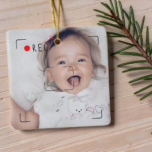 Funny Record Red Dot Custom Photo Ceramic Ornament