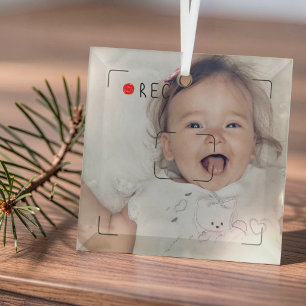 Funny Record Red Dot Custom Photo Glass Tree Decoration